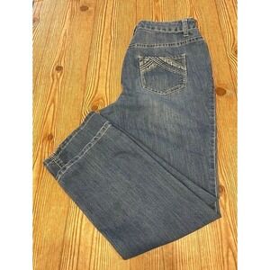 Christopher & Banks Womens 10 Short Straight Leg Jeans Medium Wash Embroidered